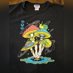 Champion T Shirt Mens XL Black Trippie Mushrooms Premium Weave Cotton Heavy